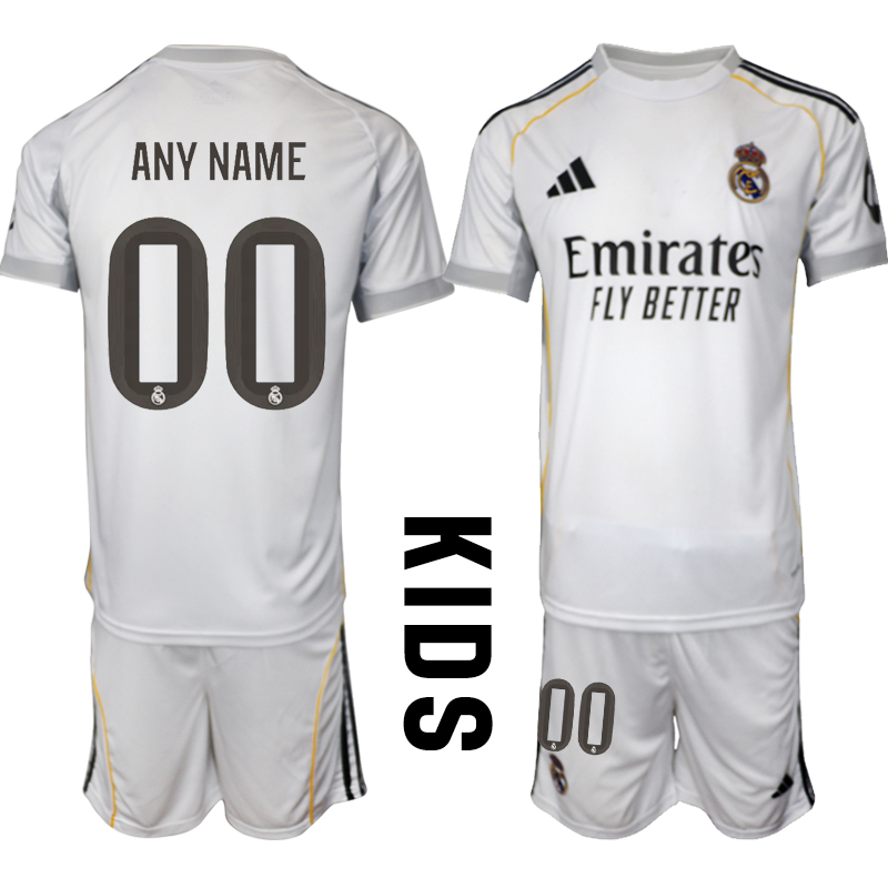 Youth 2025-2026 Club Real Madrid home white customized Soccer Jersey